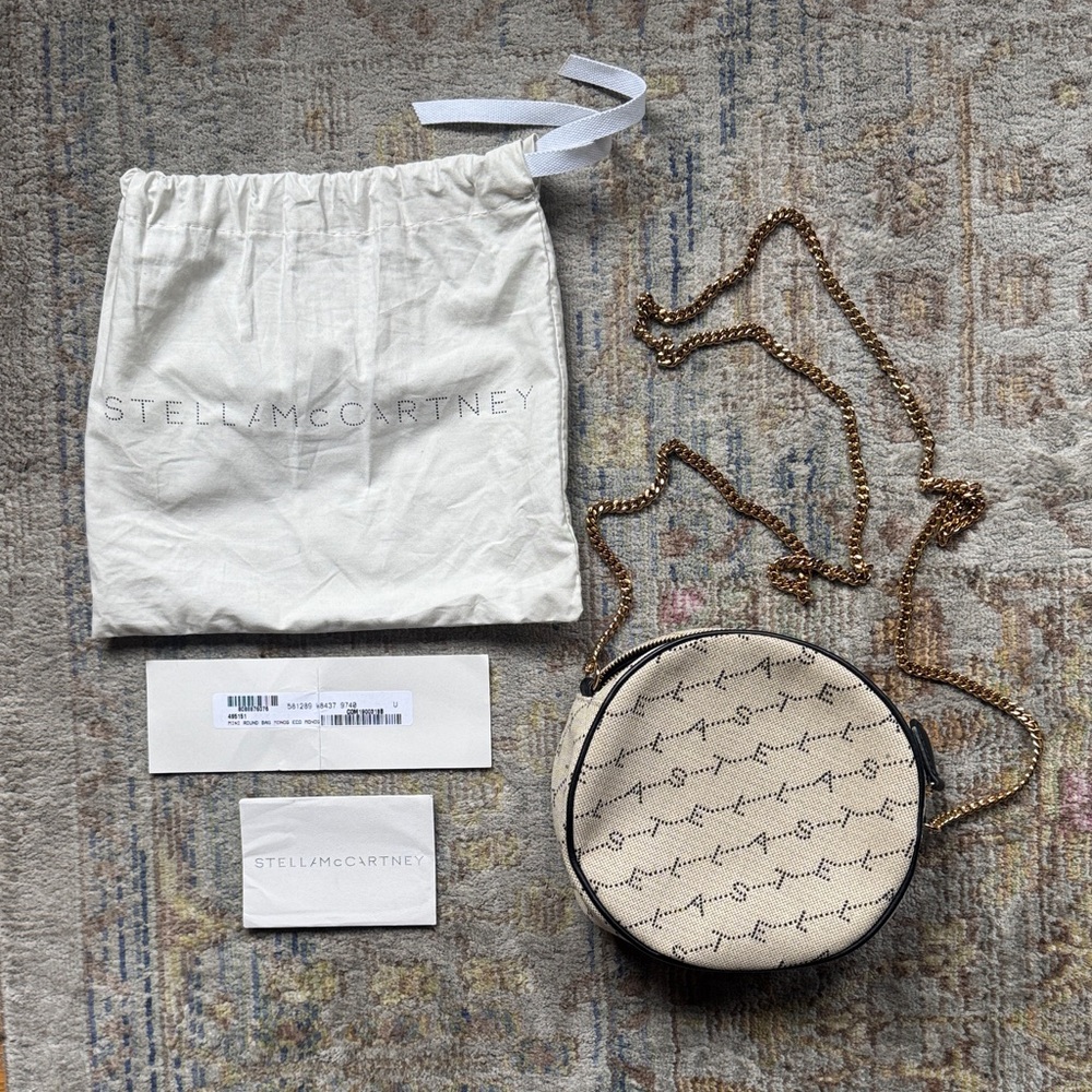 Stella McCartney Beige and Black Monogram Mini Round Bag